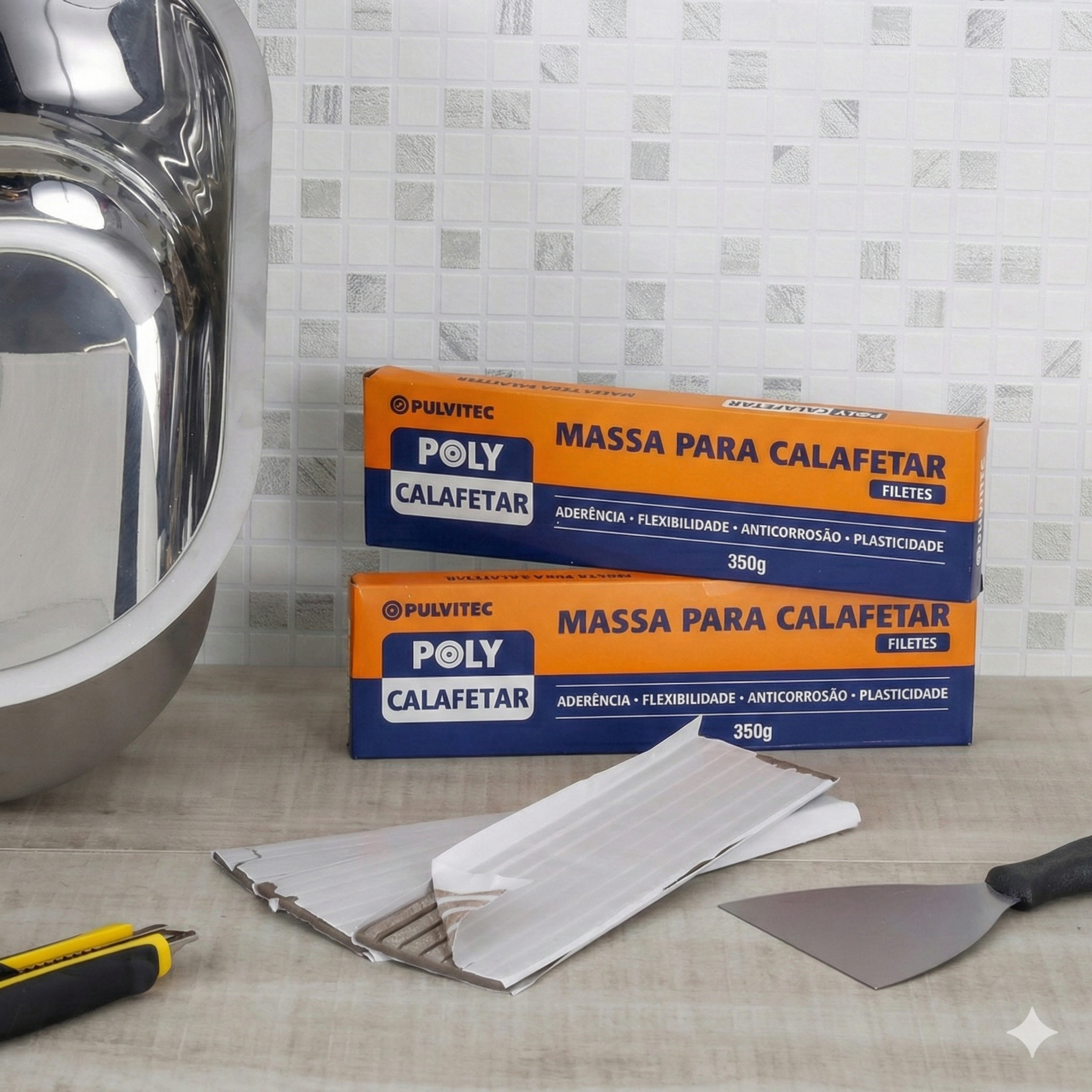 Massa de Calafetar Cinza Pulvitec Poly 350g - Uso Automotivo e Residencial