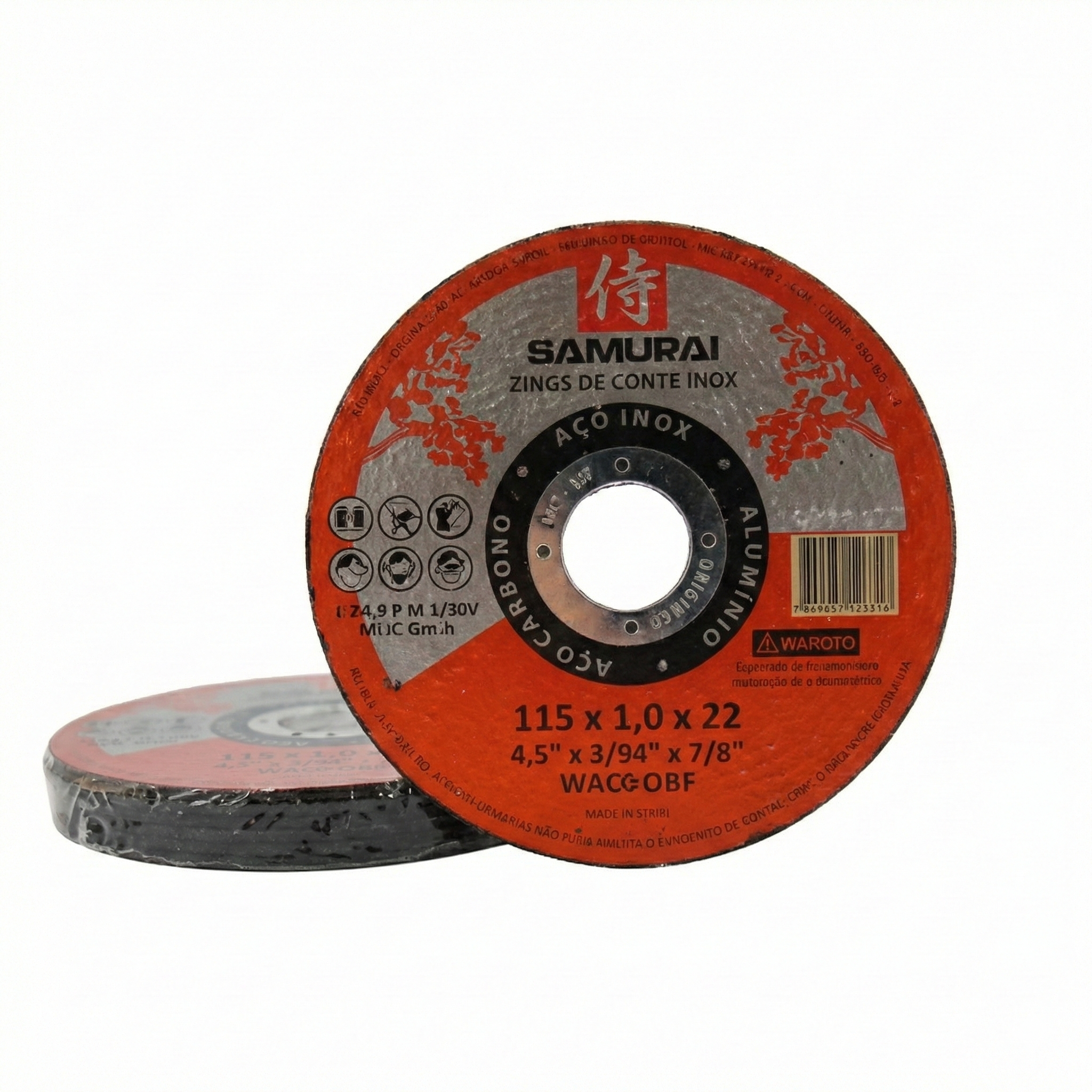 Kit 10 Disco de Corte Samurai Inox Metais 115mm x 1,0mm Esmerilhadeira