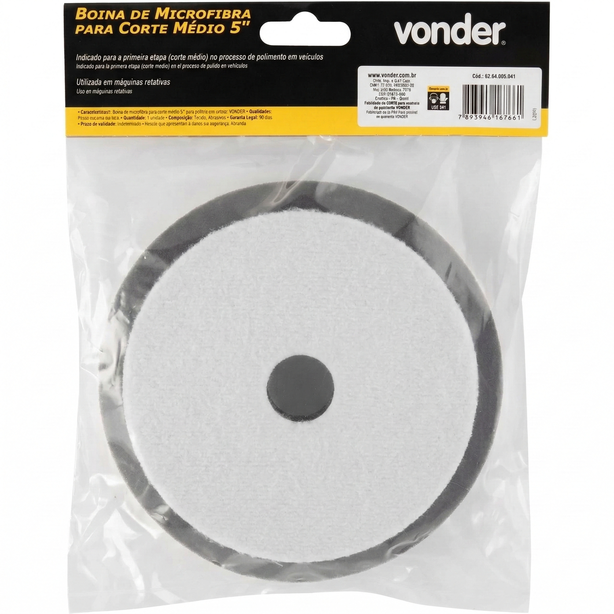 Boina de Microfibra para Corte Médio Vonder 5" (127 mm) - Com Interface de Espuma