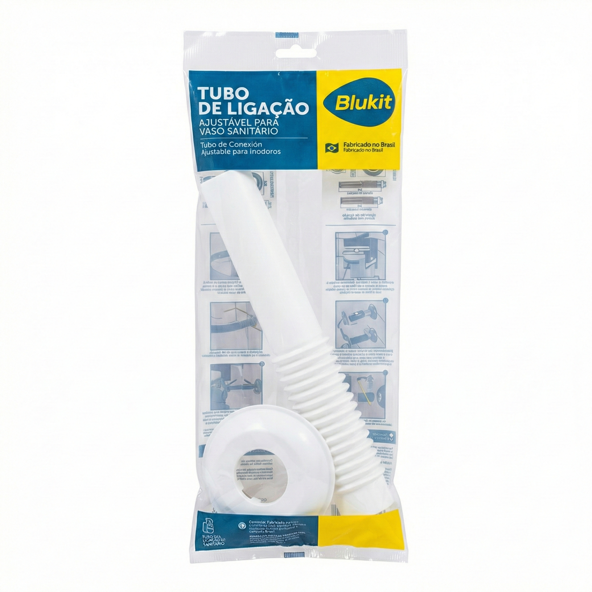 Tubo de Ligação Ajustável Sanfonado para Vaso Sanitário 26cm Blukit