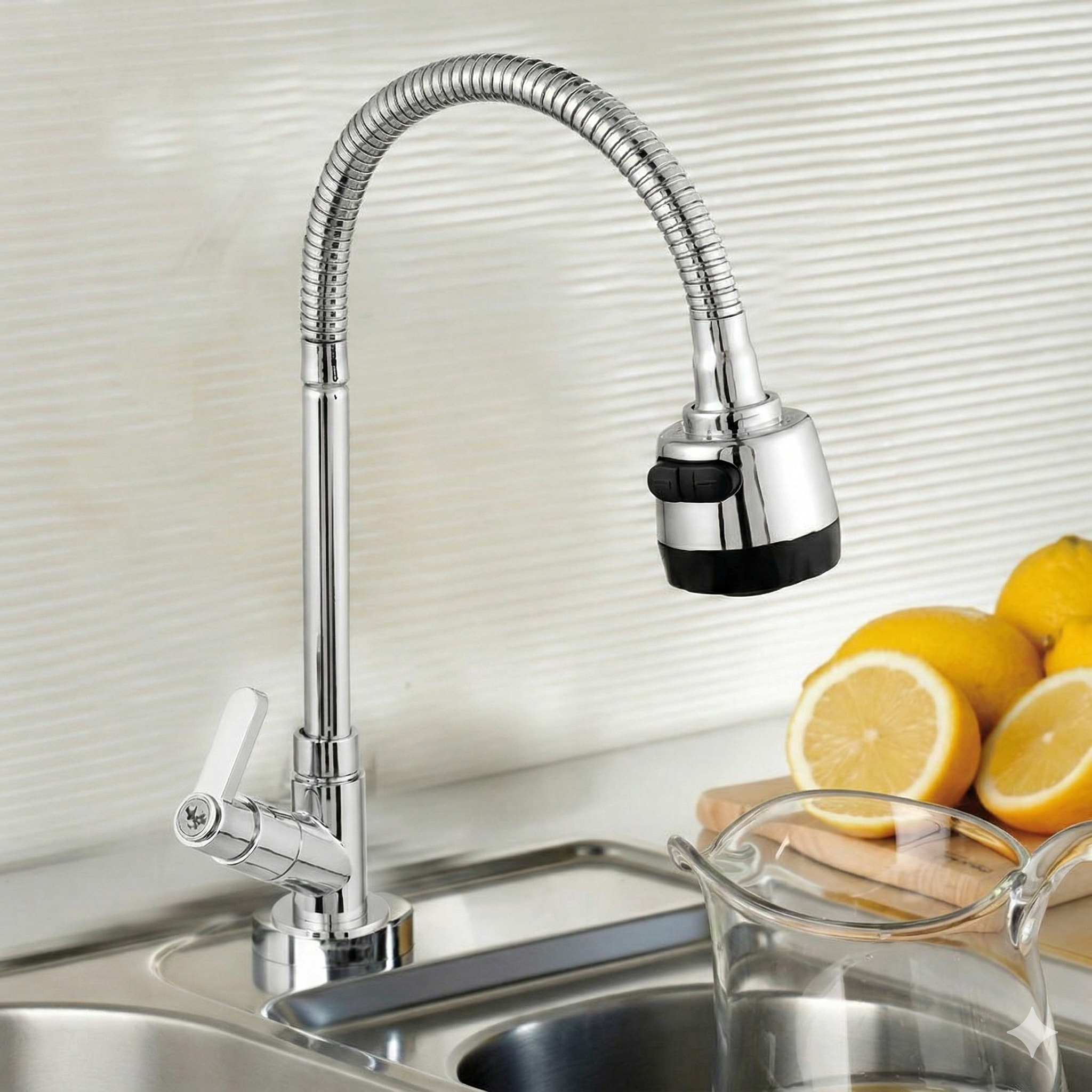 Torneira para Cozinha Bica Móvel Flexível Gourmet 1/4 de Volta Cromada - Leão Metais