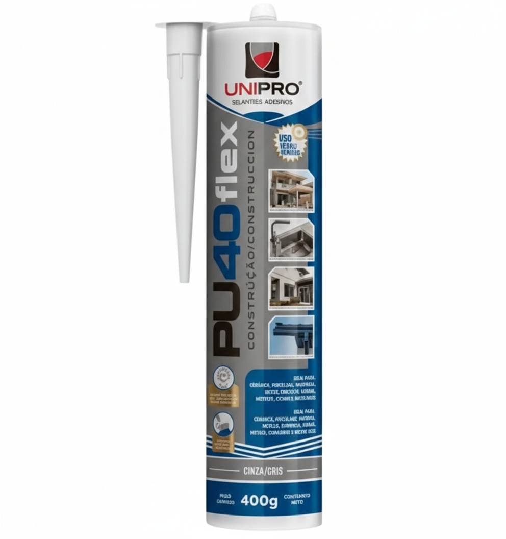 Adesivo Selante PU40 Unipro 400g – Preto, Cinza ou Branco (Poliuretano Profissional)