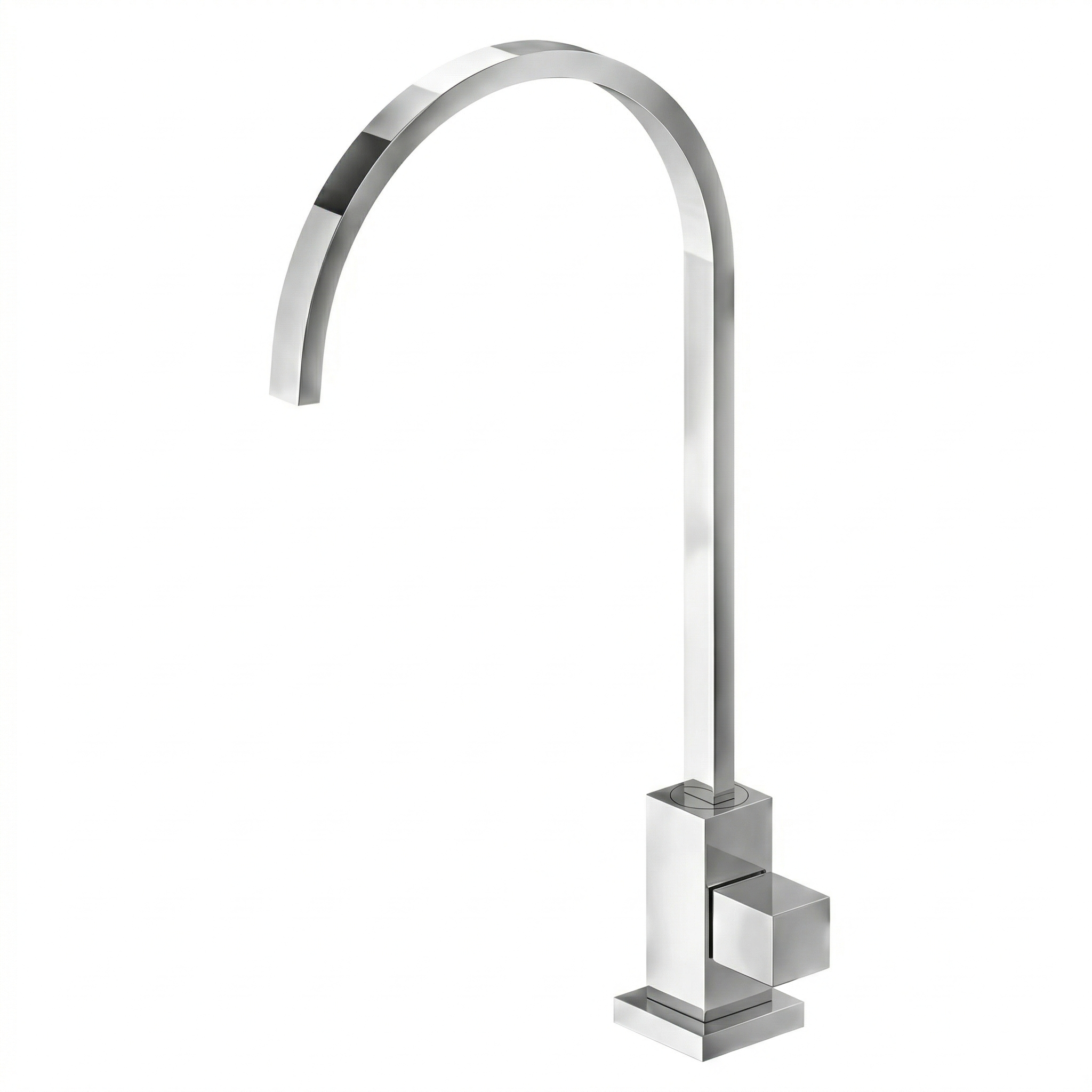 Torneira para Cozinha de Mesa Bica Alta Tubo Quadrado 1/4 de Volta Linha Platz Cromada