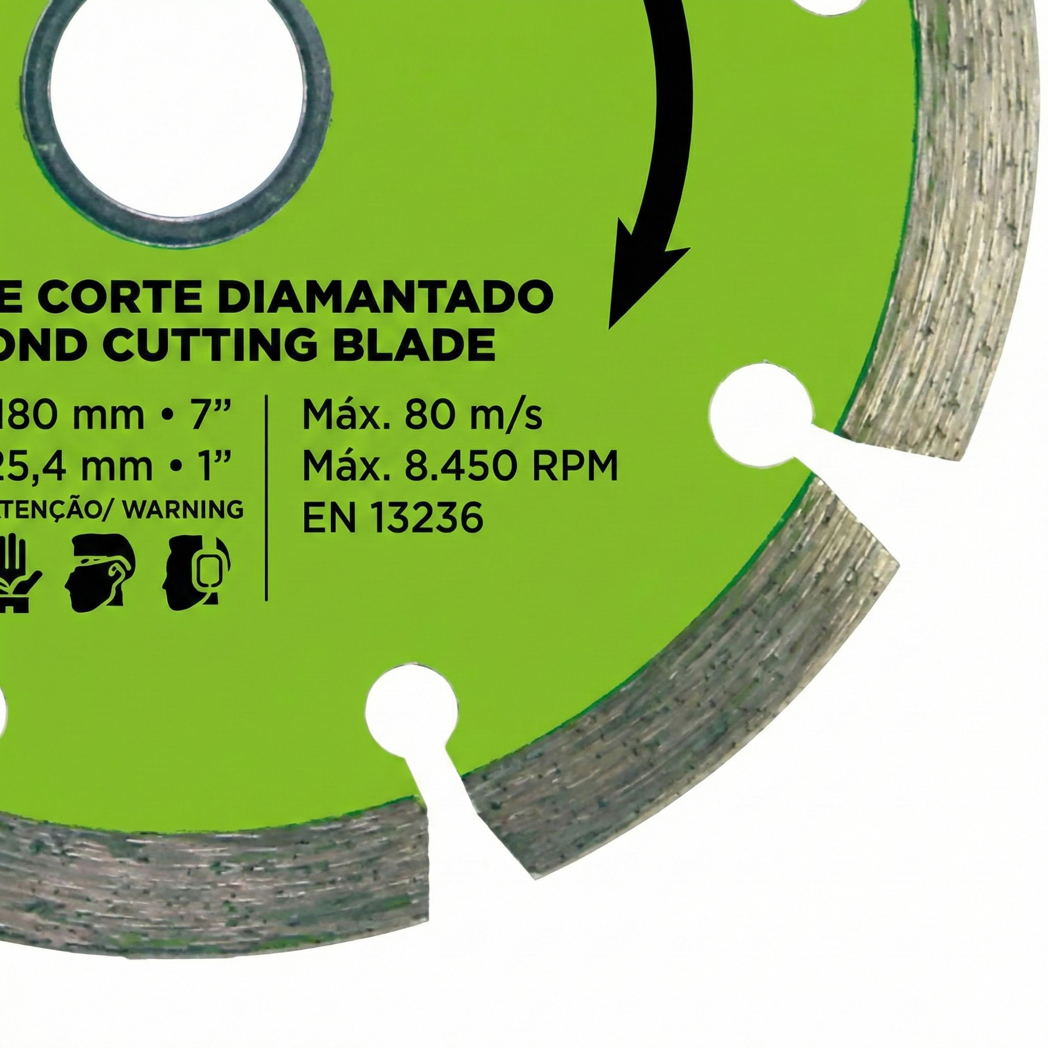 Disco Diamantado Segmentado 180mm 7" Cortag Verde para Concreto e Alvenaria
