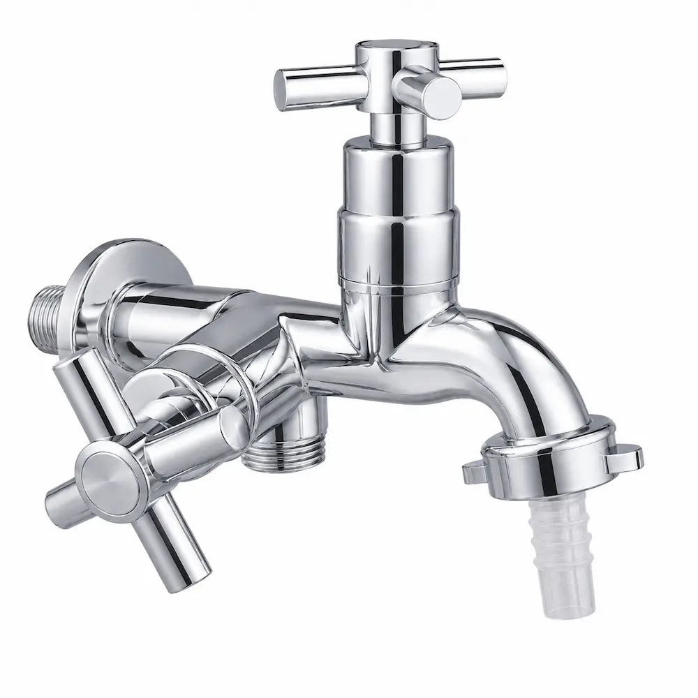 Torneira para Tanque e Máquina ABS Cromada 1/4 Volta Dupla Saída