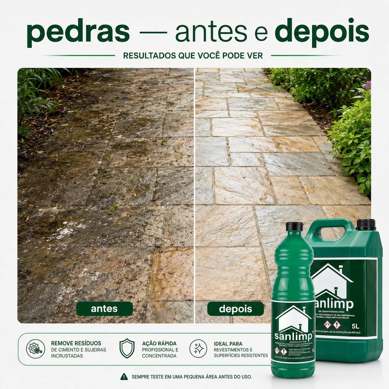 Sanlimp Desincrustante Ácido Pós-Obra – Resíduos de Cimento | 1L e 5L