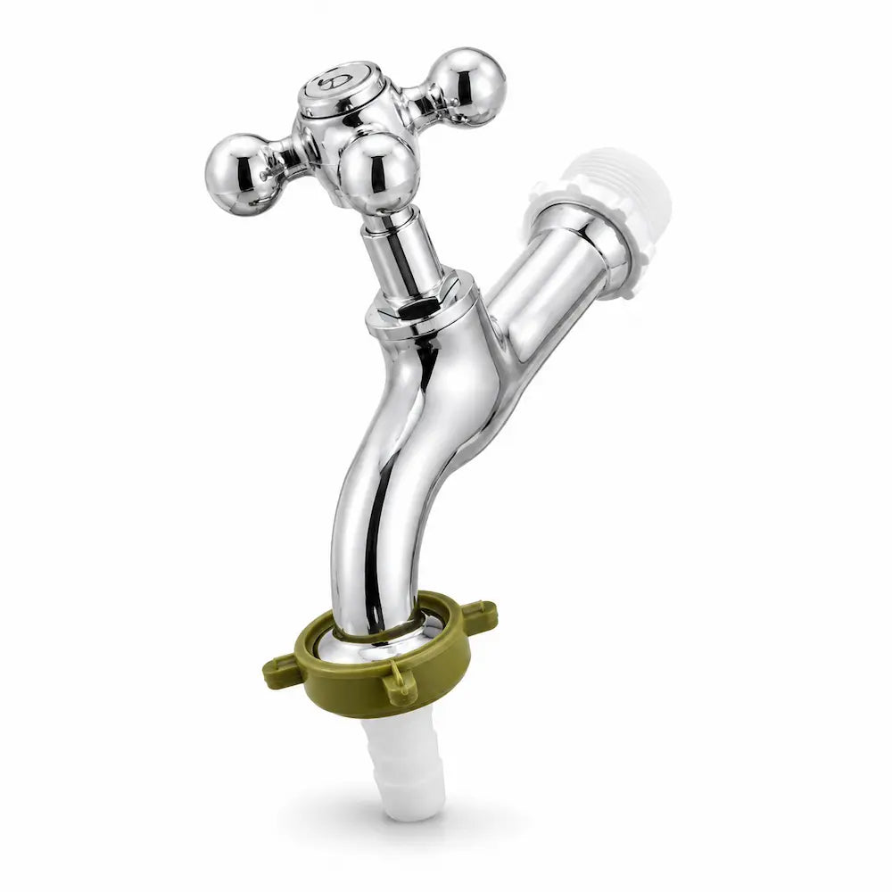 Torneira Jardim Longa C23 1/2 Alfa Metal Cromado com Volante Plástico Cod. 1130
